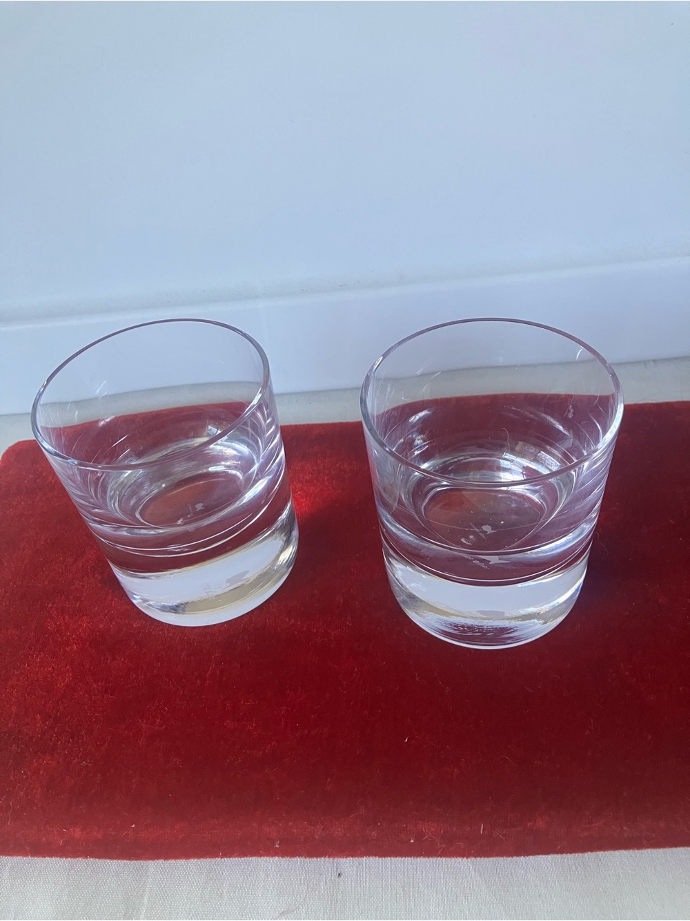 Château Baccarat Tumbler Glasses Two 2 Pair Paula Navone Fish Hallmark Clear.